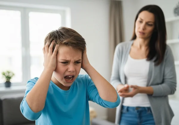 Child having an intense emotional outburst, parent is concerned