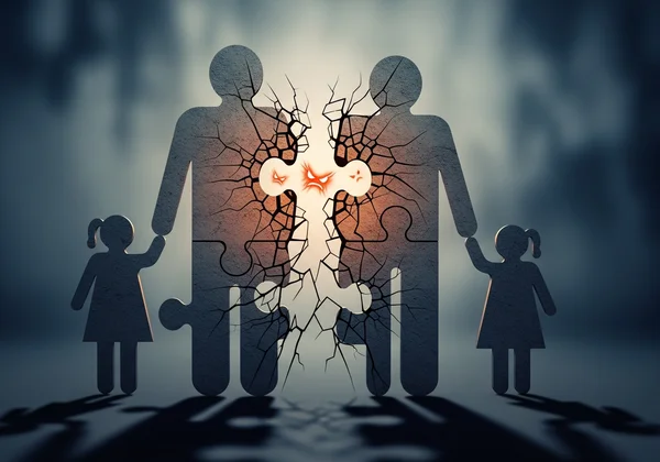 Perwakilan abstrak kepercayaan keluarga yang putus, perpisahan