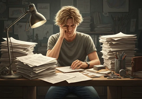 Illustration of workplace stress leading to anger