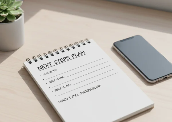 Calm next-steps plan on desk