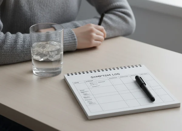 Quiet review of a symptom log